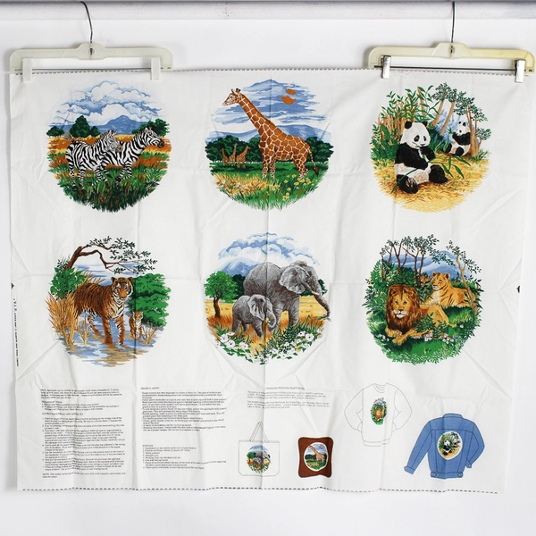Cranston Vintage Vanishing Wildlife Fabric Applique Craft Panel Cut'n Sew