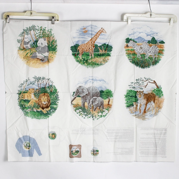 Cranston Vintage Vanishing Wildlife Fabric Applique Craft Panel Cut'n Sew