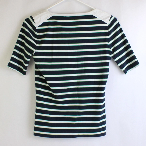 Jones New York Signature Small Blue White Green Striped Pullover Sweater