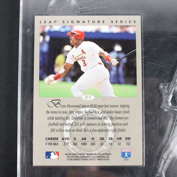 1996 Leaf Signature Series Brian Jordan Bronze Autograph Card with Display Case
