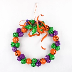 Holiday Home Halloween Metal Bell Wreath Orange, Purple & Green