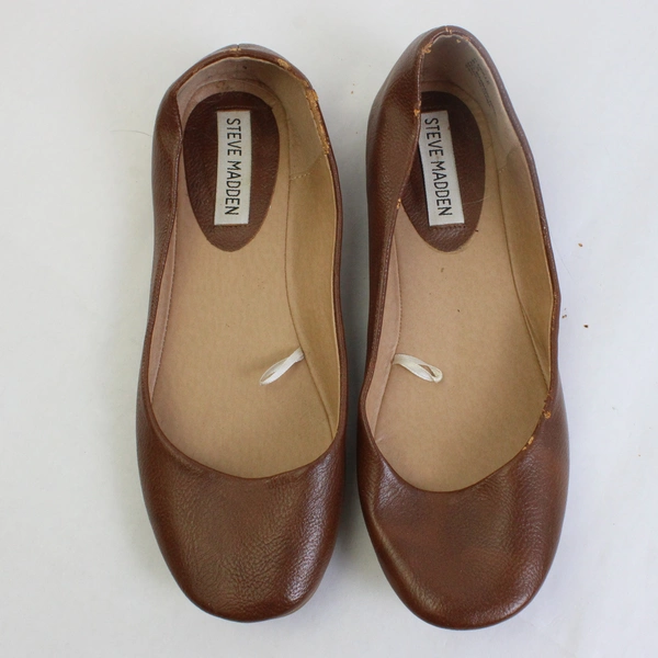 Steve Madden Brown Faux Leather Ballerina Slipper Flats Women's Size 6.5