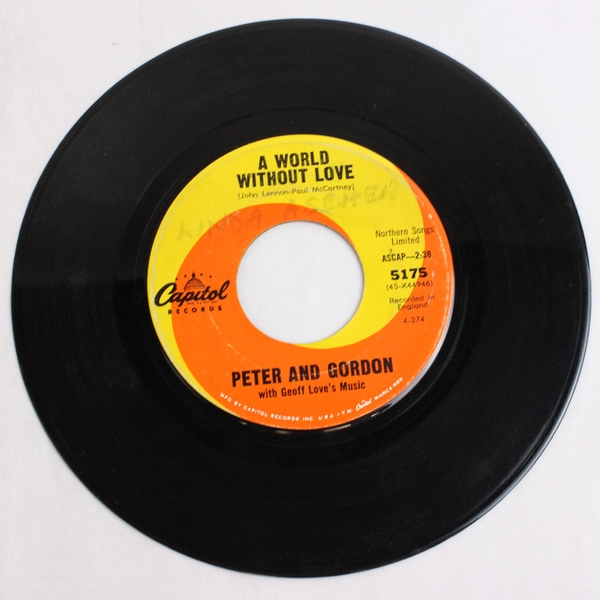 Peter and Gordon A World Without Love 7" 45 RPM Capitol Records