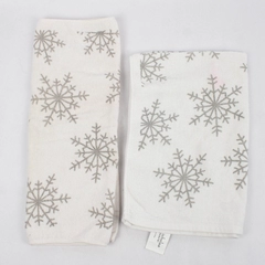 Lot Of 2 Matching St. Nicholas Square Dish Towels White Snowflakes 16" x 25"