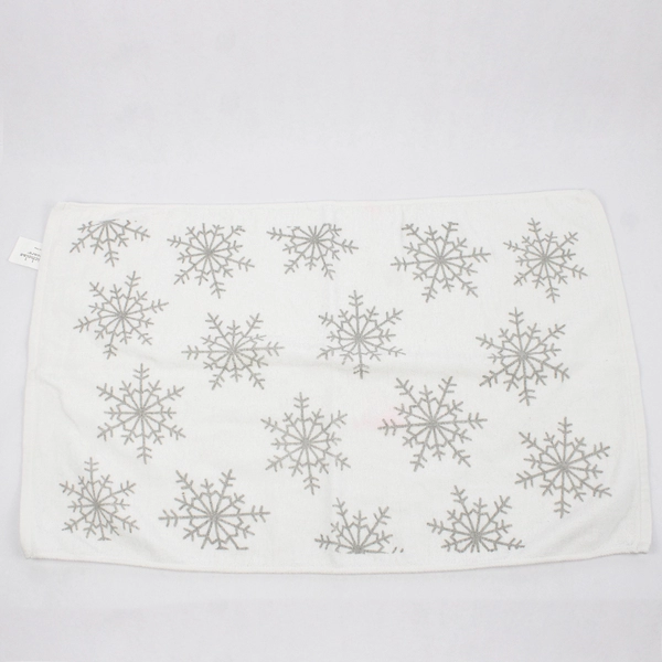 Lot Of 2 Matching St. Nicholas Square Dish Towels White Snowflakes 16" x 25"