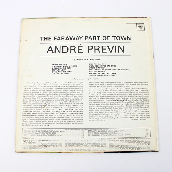 André Previn "The Faraway Part Of Town" 1962 Vinyl Record LP 
