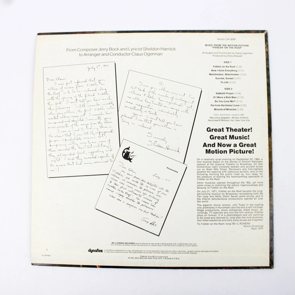 Claus Ogerman - Music From Fiddler on the Roof 1971 RCA Vinyl 12" Record LP