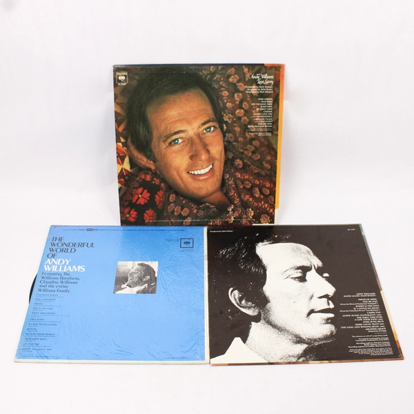 Lot of 3 Andy Williams Vinyl Records Love Story Dream Alone Again Naturally