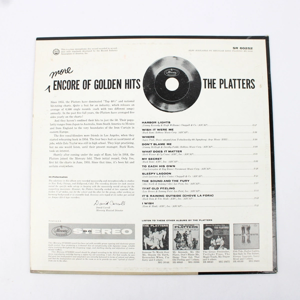 More Encore Of Golden Hits The Platters Vinyl 33RPM LP Album Mercury ML-8002