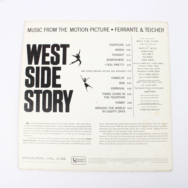 Ferrante & Teicher West Side Story 1961 Vintage United Artists Vinyl Record