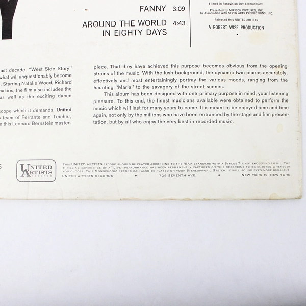 Ferrante & Teicher West Side Story 1961 Vintage United Artists Vinyl Record