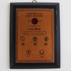Vintage 1956 Marysville High School California Student Award