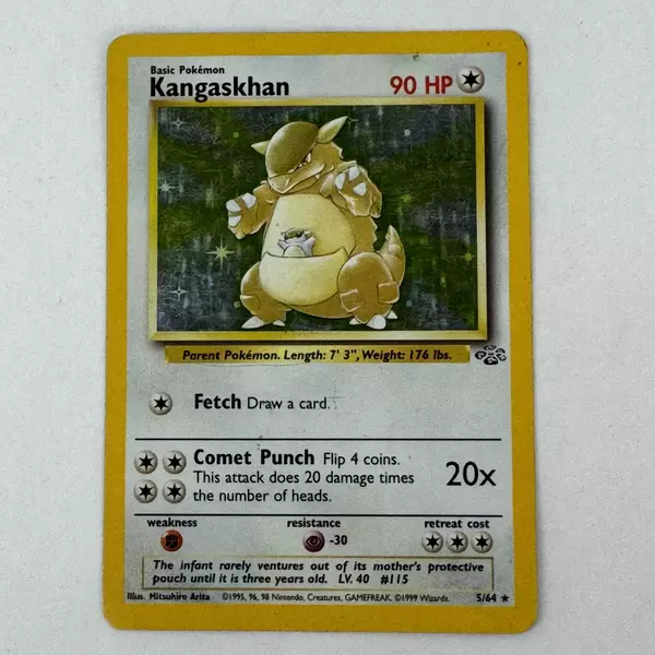 Kangaskhan Holo Pokemon Card Jungle Set 5/64 WOTC 1999 Vintage LP Collectible