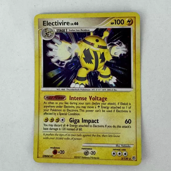 Pokemon Card: Electivire HOLO 3/130 Diamond and Pearl D&P Base Set Rare PL