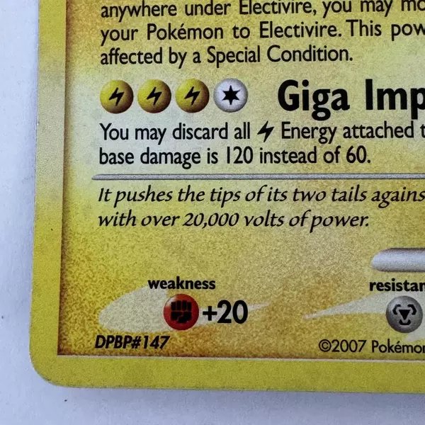 Pokemon Card: Electivire HOLO 3/130 Diamond and Pearl D&P Base Set Rare PL