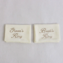 Set of 2 Embroidered Bride and Groom Wedding Ring Pouches