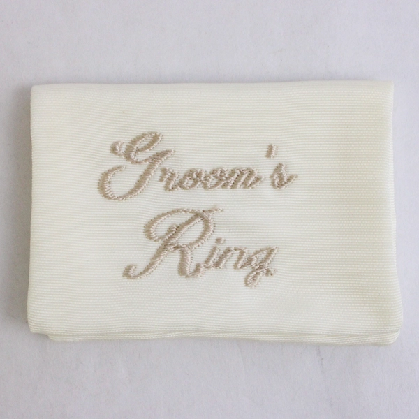Set of 2 Embroidered Bride and Groom Wedding Ring Pouches