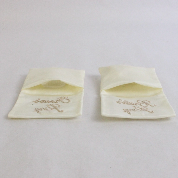 Set of 2 Embroidered Bride and Groom Wedding Ring Pouches