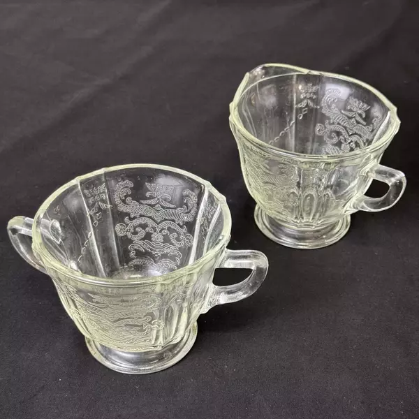 Vintage Indiana Glass Recollection Creamer and Sugar Bowl Clear