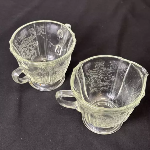 Vintage Indiana Glass Recollection Creamer and Sugar Bowl Clear