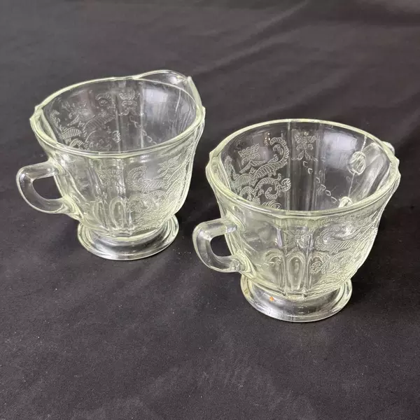 Vintage Indiana Glass Recollection Creamer and Sugar Bowl Clear