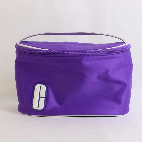 Clinique Purple and White Train Case Makeup Bag