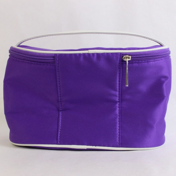 Clinique Purple and White Train Case Makeup Bag