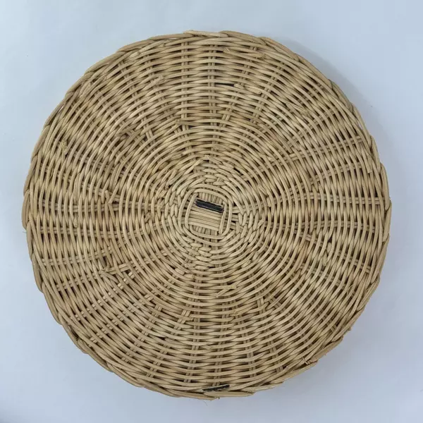 Lot of 2 Vintage Round Wicker Rattan Natural Fiber Multi Slot Organizers