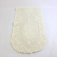 Cream-Colored Crochet Rose Design Table Runner 14" x 53" Flawed