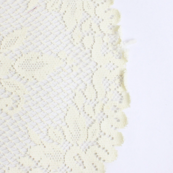 Cream-Colored Crochet Rose Design Table Runner 14" x 53" Flawed