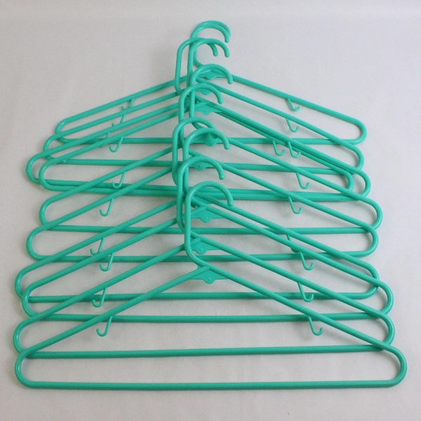 Set of 10 Teal Green Plastic Clothes Hangers Shirts or Bottoms