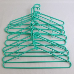 Set of 10 Teal Green Plastic Clothes Hangers Shirts or Bottoms
