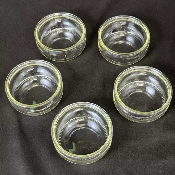 Set of 5 Clear Glass Ramekins or Jars 3.25 Inch Diameter