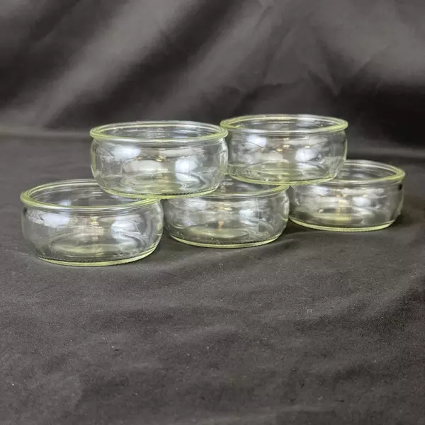 Set of 5 Clear Glass Ramekins or Jars 3.25 Inch Diameter
