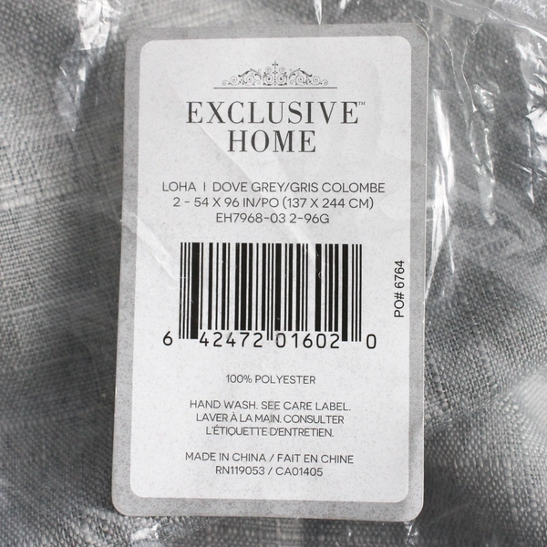 Exclusive Home Loha Dove Gray Grommet Top Curtain Panel 54" x 96"