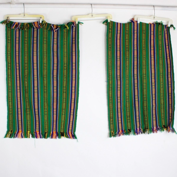 Lot Of 2 Hand Woven Table Runner Decorative Cloth Green 25" x 40"