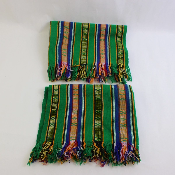Lot Of 2 Hand Woven Table Runner Decorative Cloth Green 25" x 40"