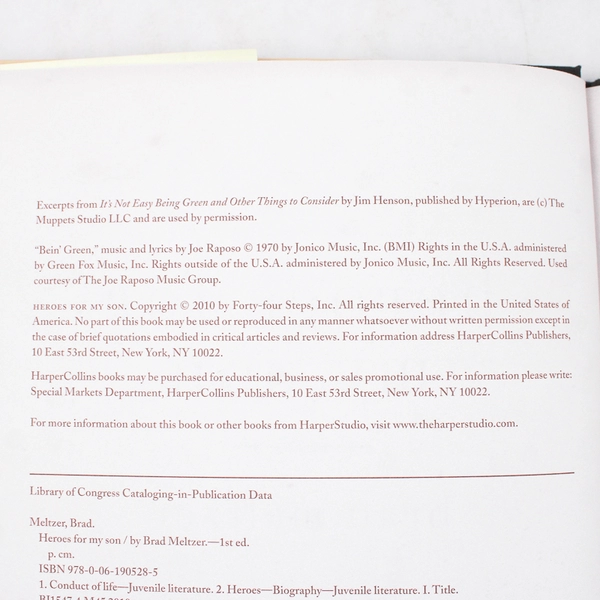 Heroes for My Son by Brad Meltzer 2010 Hardcover Dust Jacket