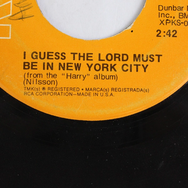 Maybe I Guess The Lord Must Be In New York City Harry Nilsson 45 RPM Record RCA