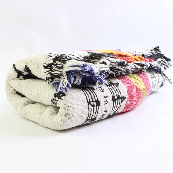 Unbranded Woven Throw Blanket Jingle Bells Christmas W/ Fringe 49" x 59"