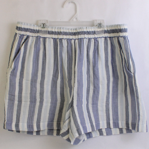 Beach Lunch Lounge Blue Stripe Beach Shorts Women's Large Casual Summer Wear