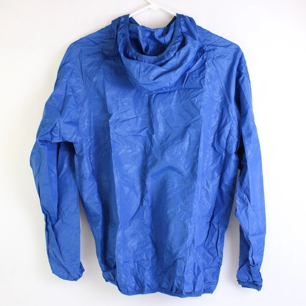 Blue Portable Travel Zip-Up Hooded Windbreaker with Pouch Youth Size Large