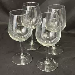 Set of 4 Clear Crystal Wine Glasses 7.5 Inches Tall