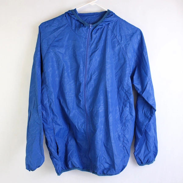 Blue Portable Travel Zip-Up Hooded Windbreaker with Pouch Youth Size XL