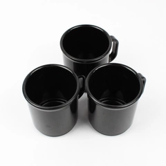 Set Of 3 Vintage Rubbermaid Plastic Mugs Black #3813 Melamine Cups 3.75" Tall