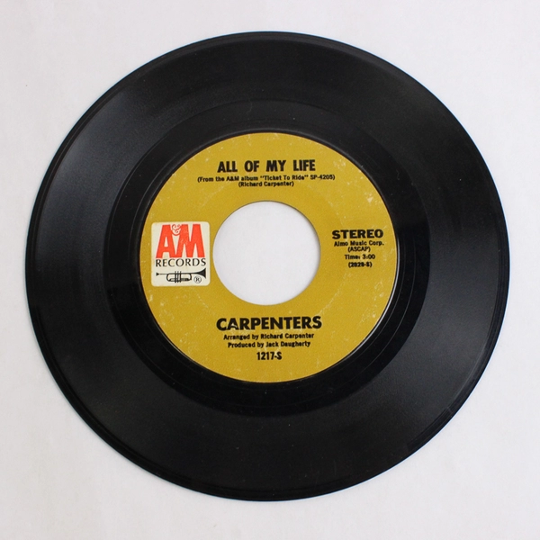 Carpenters We’ve Only Just Begun All Of My Life 7" 45 RPM Record 1217-S