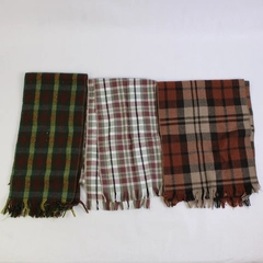 Lot of 3 Autumn Color Plaid Rectangle Scarves with Fringe