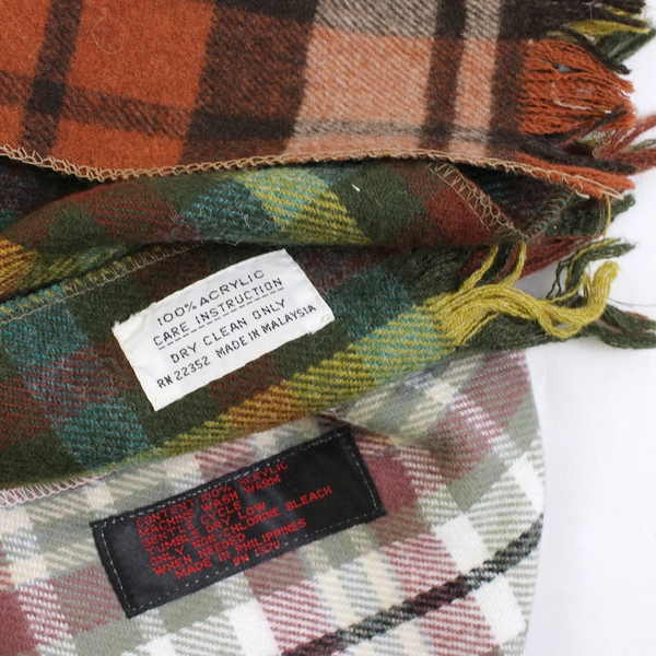 Lot of 3 Autumn Color Plaid Rectangle Scarves with Fringe