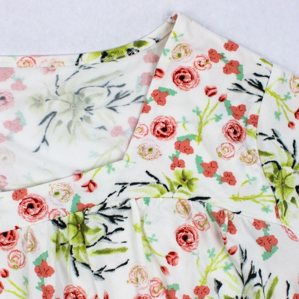White T-Shirt Pink and Green Floral Pattern Women's Size XXL