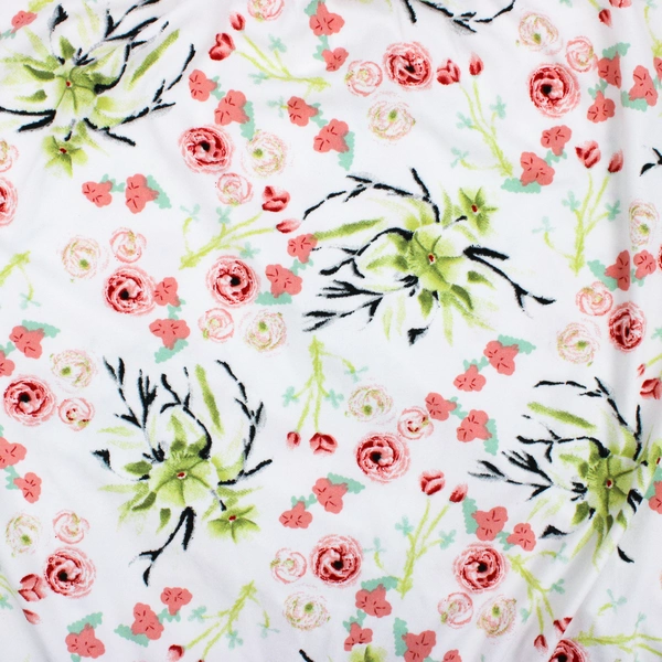 White T-Shirt Pink and Green Floral Pattern Women's Size XXL